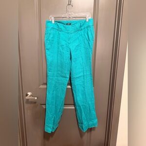 LOFT Turquoise Linen Blend Pants